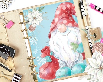 Christmas Gnome Printable Planner Dashboard/Winter Planner Divider/Planner Insert/Christmas Card/ Gnome Digital Collage Sheet Paper
