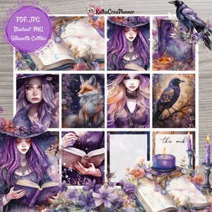 Night of the Witches Halloween Erin Condren Printable Sticker Kit, Mystical Planner Stickers, Spooky Vertical Planner October Weekly Kit