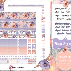 Blumen Monat Sticker: Blush Aquarell, Erin Condren (digitaler Download)