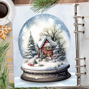 KERST Sneeuwbol afdrukbare Planner Cover/Kerst Planner Divider/Planner Insert/Kerstkaart/Aquarel Winter Planner Dashboard
