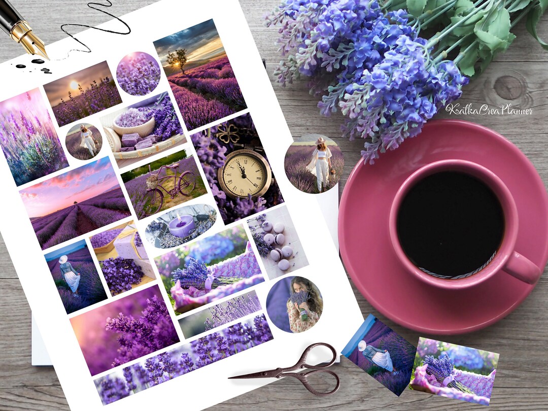 LAVENDER Printable Photo Collage Sticker Sheet/bullet Journal Stickers ...