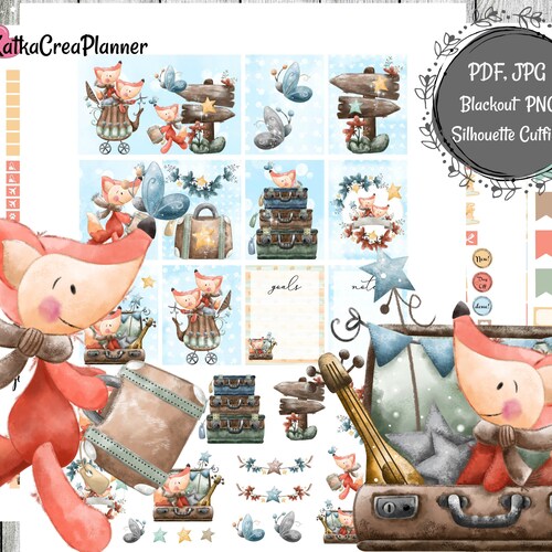 FOX ADVENTURE Printable Planner Stickers for Erin Condren - Etsy
