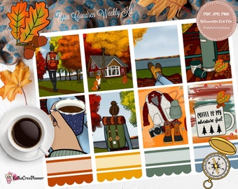Fall Trip Planner Stickers: Erin Condren, Travelers Notebook (Digital Download)
