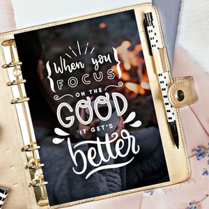 Focus on the Good Printable Planner Dashboard/Inspirational Planner Divider/Planner Insert/Motivational Quote A5 Cover Dashboard