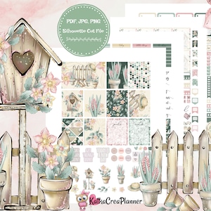 SUNNY GARDEN Printable Planner Sticker für Erin Condren Planner/Frühling Sommer Weekly Planner Sticker Kit/Blumen Sticker/Funktional