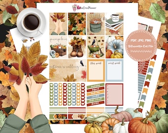 Autumn Planner Stickers: Erin Condren, Bujo, TN (Digital Download)