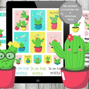 Cacti Digital Planner Stickers for Goodnotes/Cactus iPad Stickers/Precropped Stickers/Succulent Individual PNG for Notability/Zoomnotes