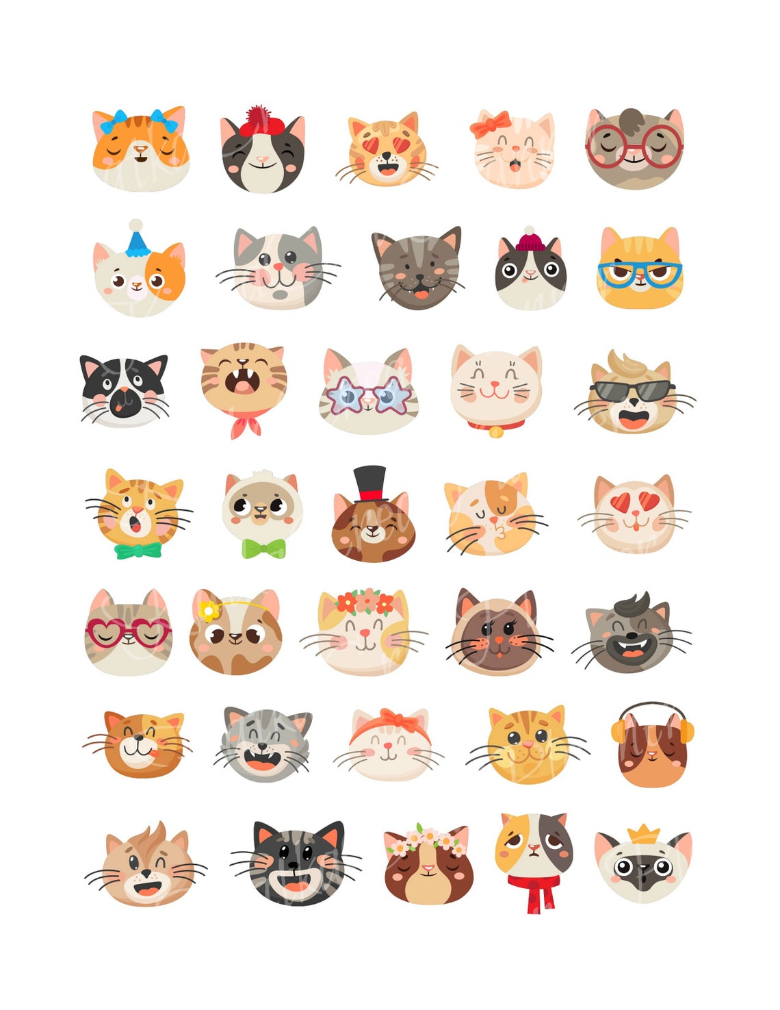 HAPPY CATS Printable Planner Stickers Filofax Happy Planner - Etsy