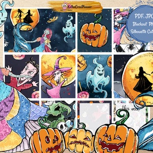 NIGHTMARE Halloween Erin Condren Printable Sticker Kit, Mystical Planner Stickers, Spooky Vertical Planner October November Weekly Kit