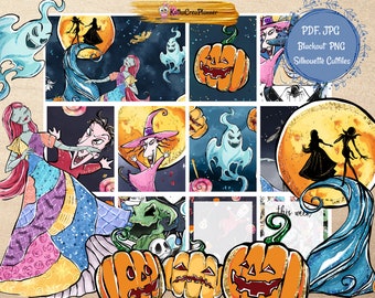 NIGHTMARE Halloween Erin Condren Printable Sticker Kit, Mystical Planner Stickers, Spooky Vertical Planner October November Weekly Kit