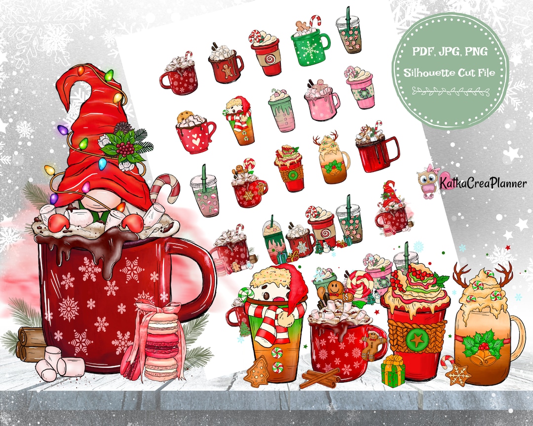 WINTER MUGS Printable Stickers/winter Scrapbook Stickers/christmas Bujo
