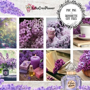 Pegatinas de planificador imprimibles de FLOR LILA para planificador de Erin Condren/Kit de fotos de pegatinas/pegatinas de planificador semanal Vertical Floral/pegatinas de Bujo