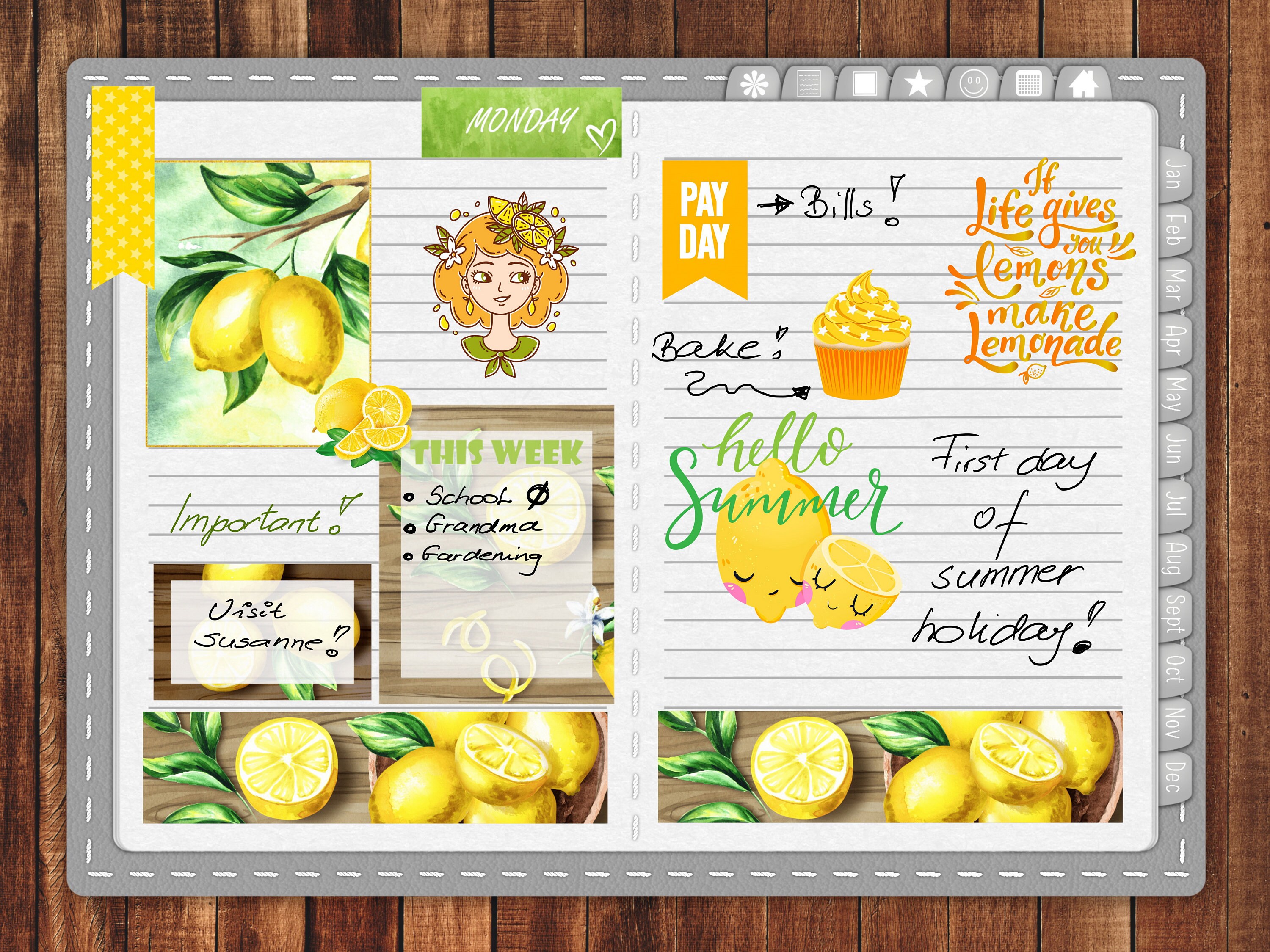 Lemon Digital Planner Stickers: Precropped Goodnotes Stickers (PNG) - Etsy