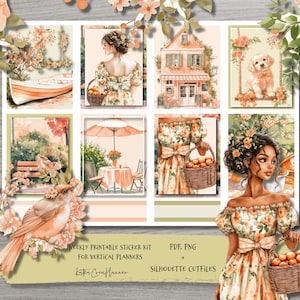 PEACHY druckbare Planner Aufkleber für Erin Condren Planer/Blumen Aquarell Planer Aufkleber/Vertikal Weekly Kit
