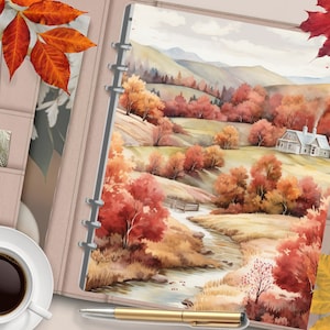 AUTUMN LAND Couverture de planificateur imprimable/Diviseur de planificateur de forêt d’automne/Insert de planificateur/Carte de vœux d’automne/Tableau de bord de paysage d’automne à l’aquarelle