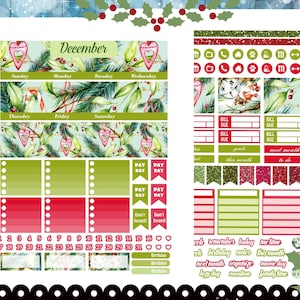 DECEMBER Monthly Kit, Printable December Monthly Stickers, Christmas Planner Stickers for Erin Condren Life Planner, Cut Files