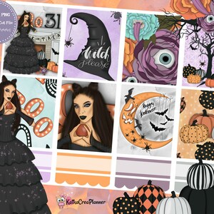 Halloween Day Printable Planner Stickers/Witch Erin Condren Weekly Planner Sticker Kit/Functional Stickers/Diary Planner Journal/Silhouette