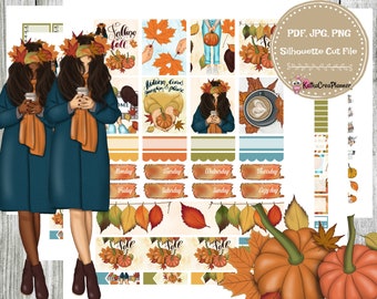 Falling Into Fall Planner Stickers: Autumn Weekly Kit (Digital Download)