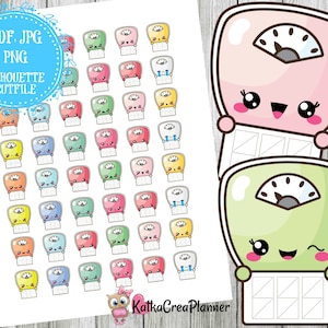 Cute Printable Scales Stickers, Weight Tracker Planner Stickers, Filofax, Happy Planner, Erin Condren, Kawaii Sticker, Decorative Stickers