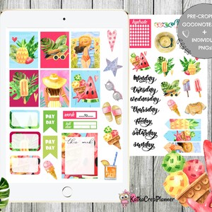 SUMMER DAY Digital Planner Stickers for Goodnotes/ iPad Stickers/Precropped Stickers/Individual PNG for Notability/Zoomnotes/Weekly Kit