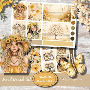 MOMENTS Druckbare Aquarell MoodBoard Planer Aufkleber/Boho Bullet Journal Aufkleber/Vertikale Planer Aufkleber/Dekorative Aufkleber Kit