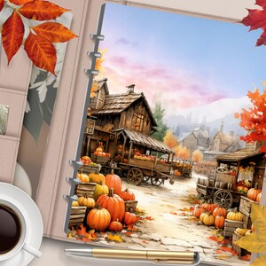PUMPKIN MARKET Couverture de planificateur imprimable/Diviseur de planificateur de forêt d’automne/Insert de planificateur/Carte de vœux d’automne/Tableau de bord de Thanksgiving à l’aquarelle