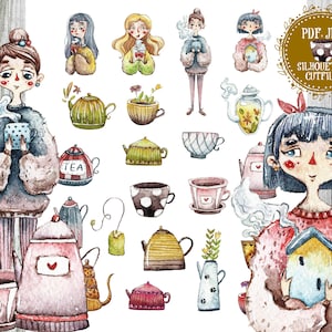Tea Time Watercolor Planner Stickers: Hot Drink Kit (Digital Download)