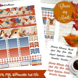 COLORFUL FOREST monatliche Kit/druckbare monatliche Aufkleber/Aquarell Sticker für Erin Condren Life Planner/Cut Dateien/Funktional