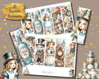 WONDERLAND printable bookmark/Magical Fairy Tale bookmarks/digital bookmark/book lover gift/Whimsical digital collage sheets/scrapbook