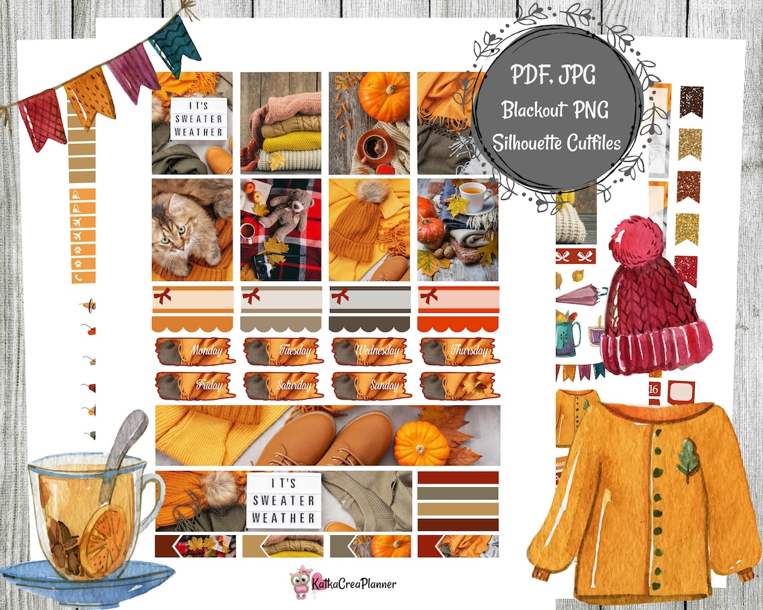 Sweater Weather Printable Planner Stickers for Erin Condren Planner ...