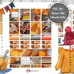 Pull Météo Printable Planner Stickers pour Erin Condren Planner / Travelers Notebook / Weekly Planner Stickers / Functional Stickers / Digital