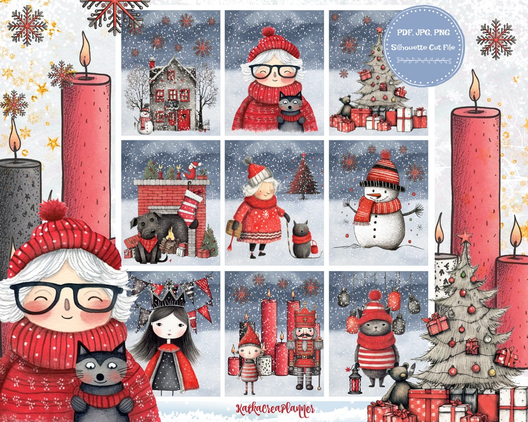 Nordic Christmas Planner Stickers: Watercolor Weekly Kit (digital ...