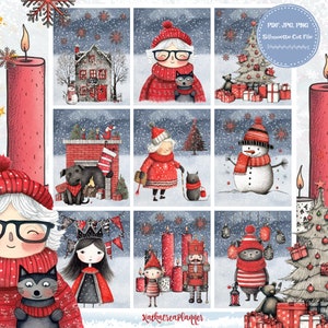 Naklejki do wydrukowania NORDIC CHRISTMAS do planera Erin Condren/naklejki do planera tygodniowego z akwarelami na grudzień/zestaw skandynawski tygodniowy