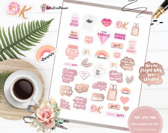 GIRL POWER Printable Stickers/Motivational Planner Stickers/Girl Boss Sticker/Scrapbook Stickers/Inspirational Bujo Stickers