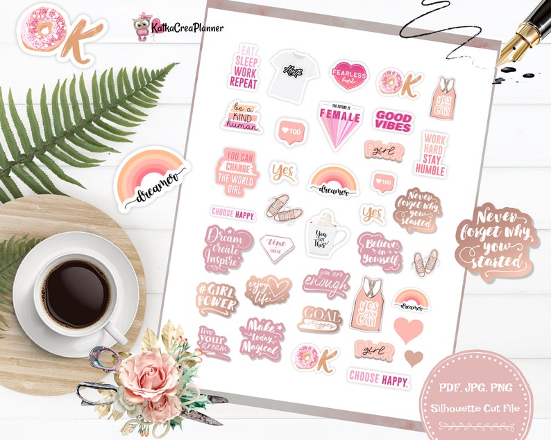 GIRL POWER Printable Stickers/motivational Planner - Etsy
