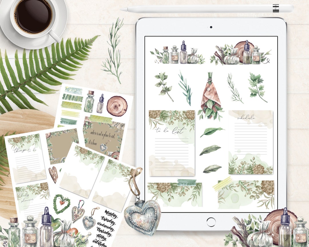 CLOSE TO NATURE Digital Planner Stickers/watercolor iPad Stickers for ...
