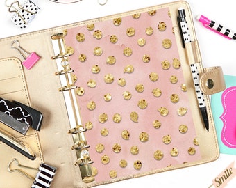 Dashboard del planner A5 Glitter Drops: Blush Watercolor (PNG stampabile)
