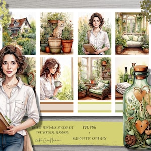 NATUR NÄHER Sticker für Erin Condren Planer/ Floral Aquarell Planner Sticker/ Frühling Sommer Vertikales Weekly Kit