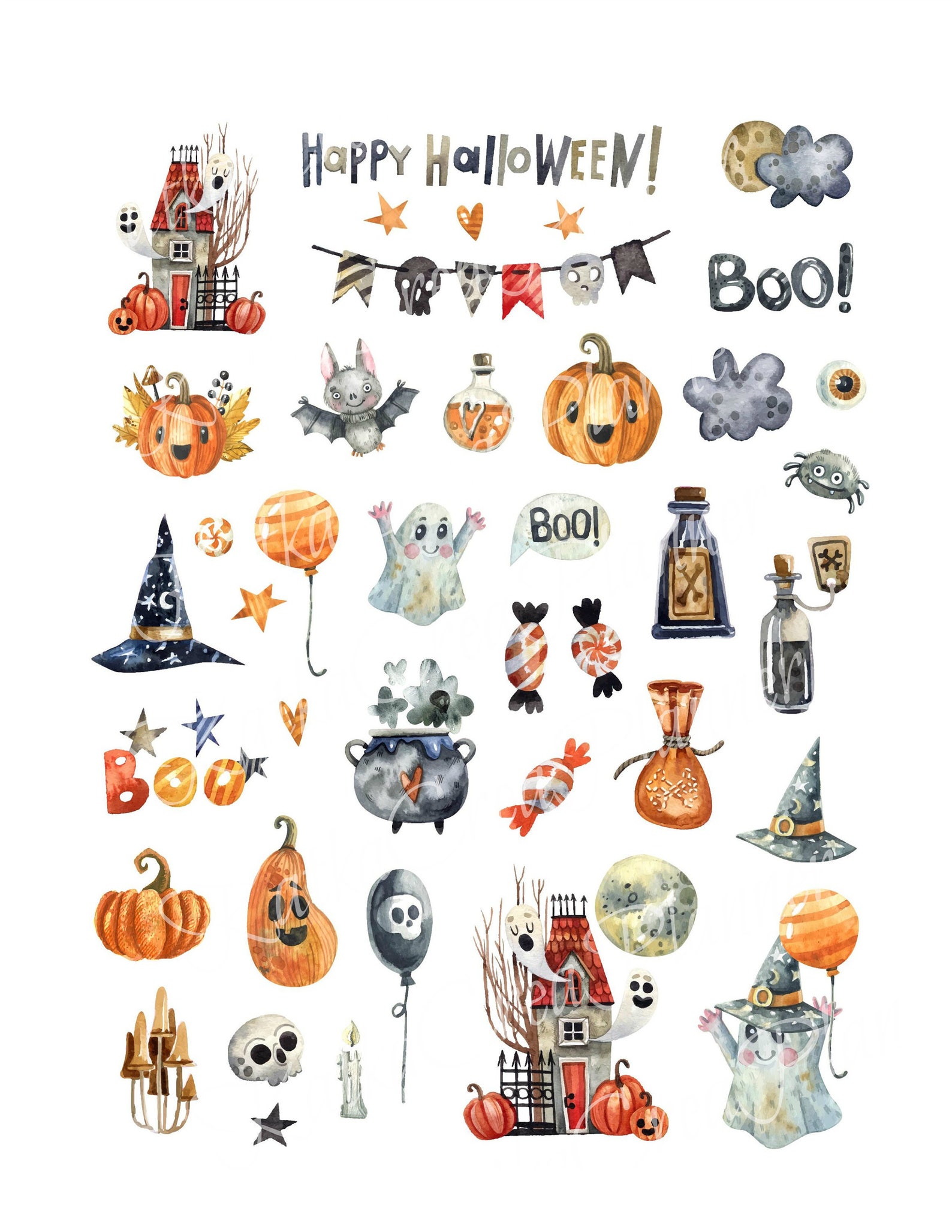 Happy Halloween Stickers Printable Planner Sticker Etsy