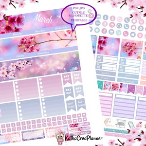 Printable March Monthly View Stickers, Planner Stickers for Erin ...