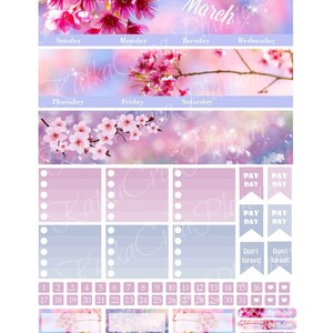 Printable March Monthly View Stickers, Planner Stickers for Erin ...