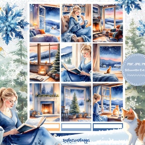 WINTERLEZING afdrukbare planner stickers voor erin Condren planner/gezellige aquarel wekelijkse planner sticker/december januari wekelijkse kit