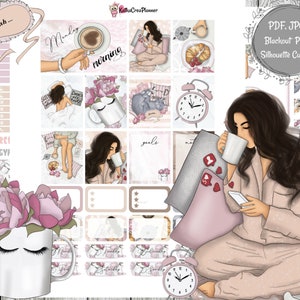 SEGUNDA-FEIRA DE MANHÃ Adesivos de planejador imprimíveis para Erin Condren Planner/Caderno de viajantes/Kit de adesivos de planejador semanal/adesivo funcional/digital
