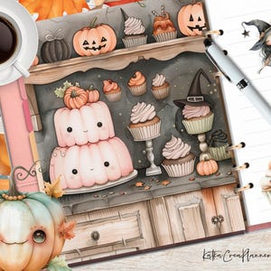 SWEET HALLOWEEN Agenda imprimable couverture/séparateur/planificateur d'agenda automne/carte de voeux automne/aquarelle automne art mural/effrayant