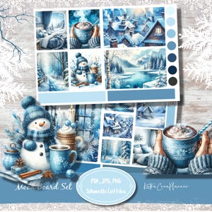Adesivos para planejador de quadro de humor de aquarela para impressão da temporada de flocos de neve/adesivos para diário de marcadores/kit de adesivos decorativos verticais de inverno