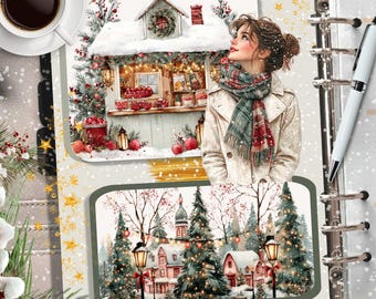 CITTÀ DI NATALE Planner stampabile Dashboard/Divisore per planner invernale/Inserto per planner/Biglietto di auguri di Natale/Accessori per planner