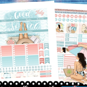 July Monthly Kit, Printable July Monthly Stickers, Summer Planner Stickers for Erin Condren Life Planner, Cut Files