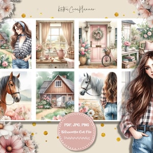 COUNTRY Druckbare Wochenplaner Aufkleber für vertikalen Planer/Blumen Aquarell Planer Aufkleber/Erin Condren Frühling Sommer Sticker Kit