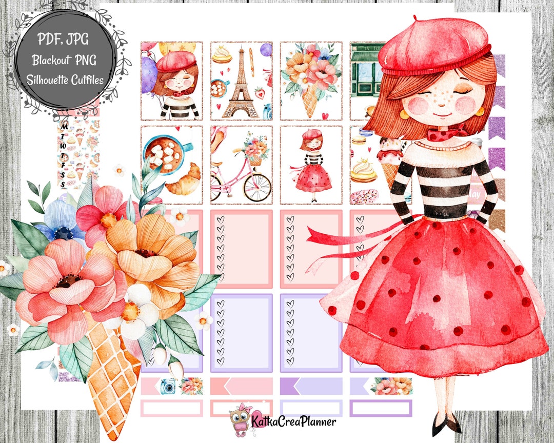 PARIS VACATION Printable Planner Stickers for Erin Condren Planner ...