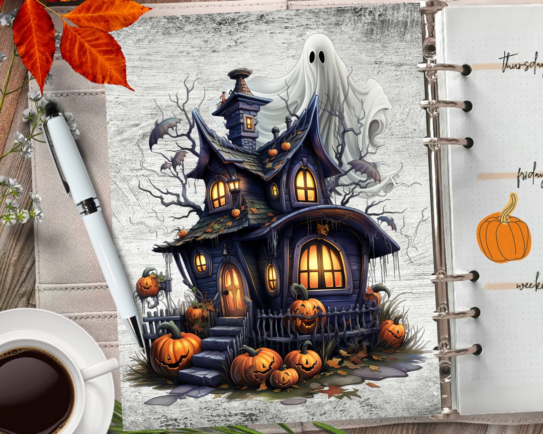 Haunted Night Printable Planner Cover/halloween Digital Paper/mystical ...